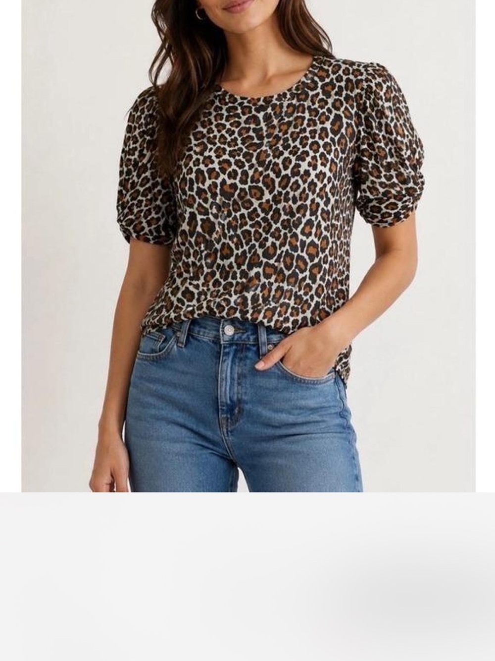 A.L.C. Leopard Print Puff Sleeve Top - Brown & Black